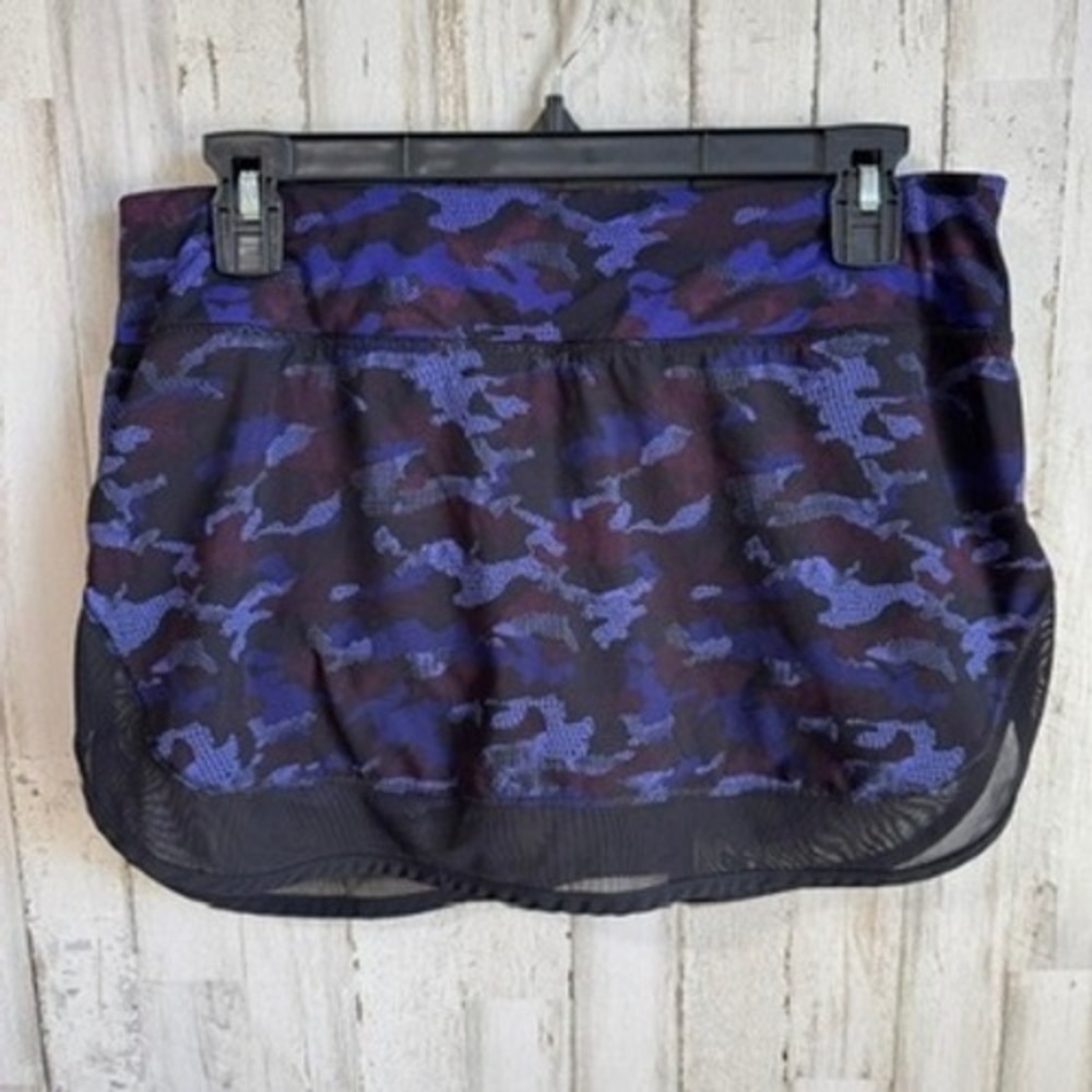 Lululemon Hotty Hot Skirt II Womens 8 Hounds Camo Pickleball Skort Workout Blue